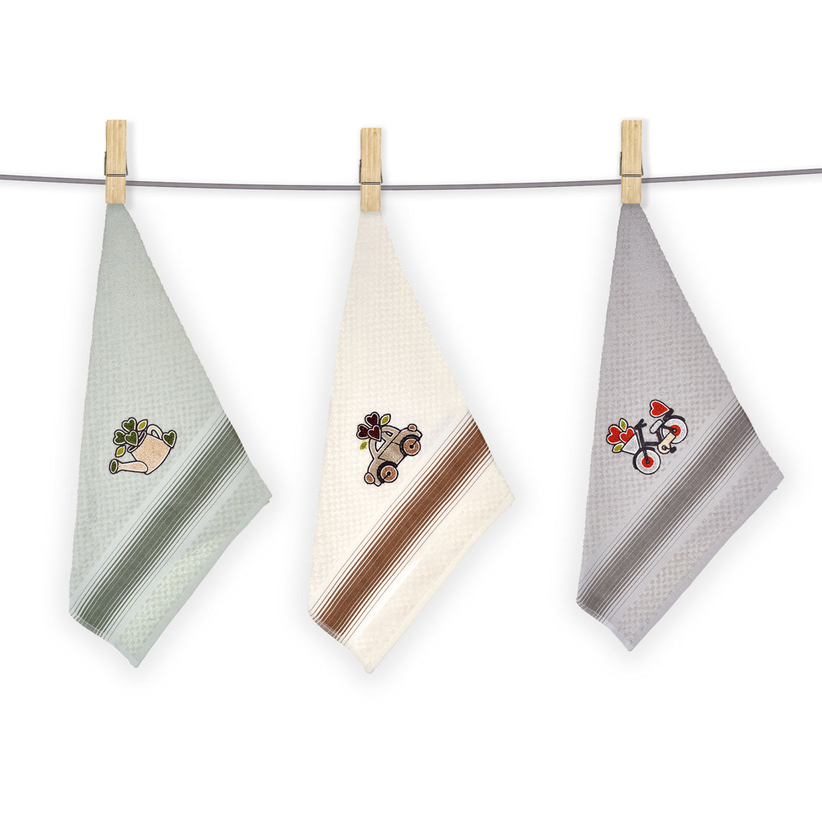 Vingi set 3 strofinacci in spugna di cotone Betty var.A