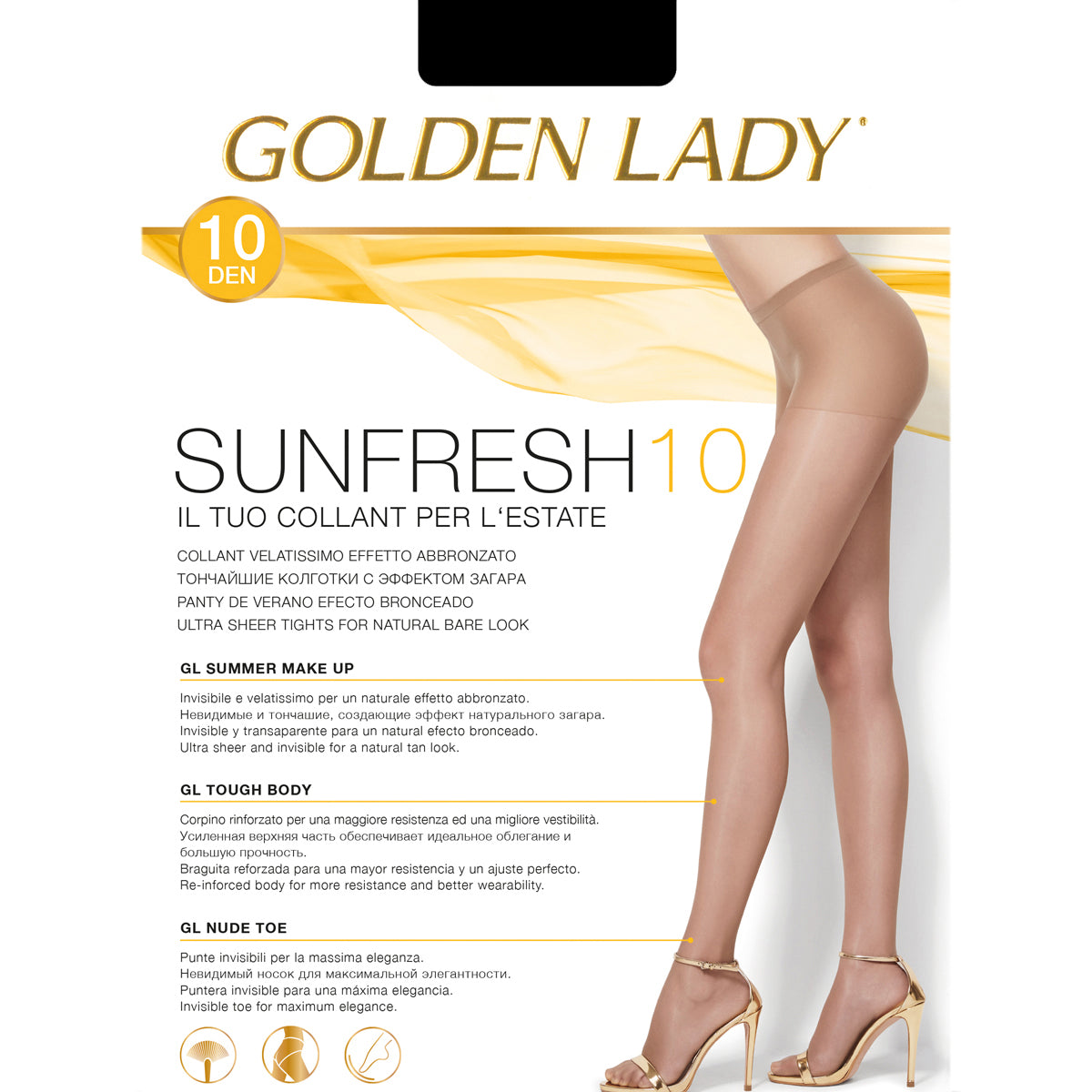 Collant Golden lady Sunfresh 10 velatissimo elasticizzato 5 paia