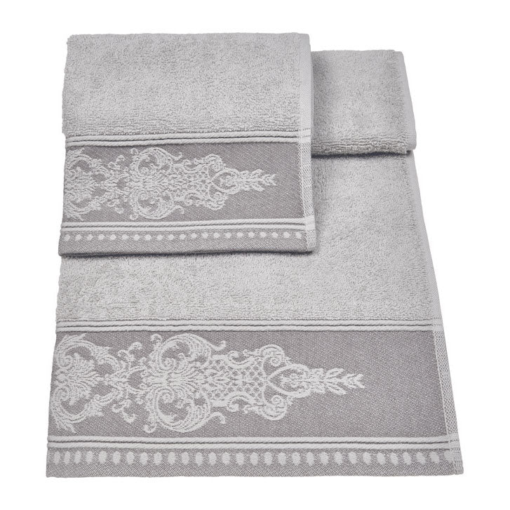 Vingi set asciugamani viso + ospite cotone Sveva grigio