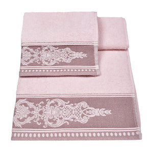Vingi set asciugamani viso + ospite cotone Sveva rosa