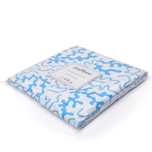 Completo letto Pompea Swirl lenzuola sopra sotto con angoli federa azzurro