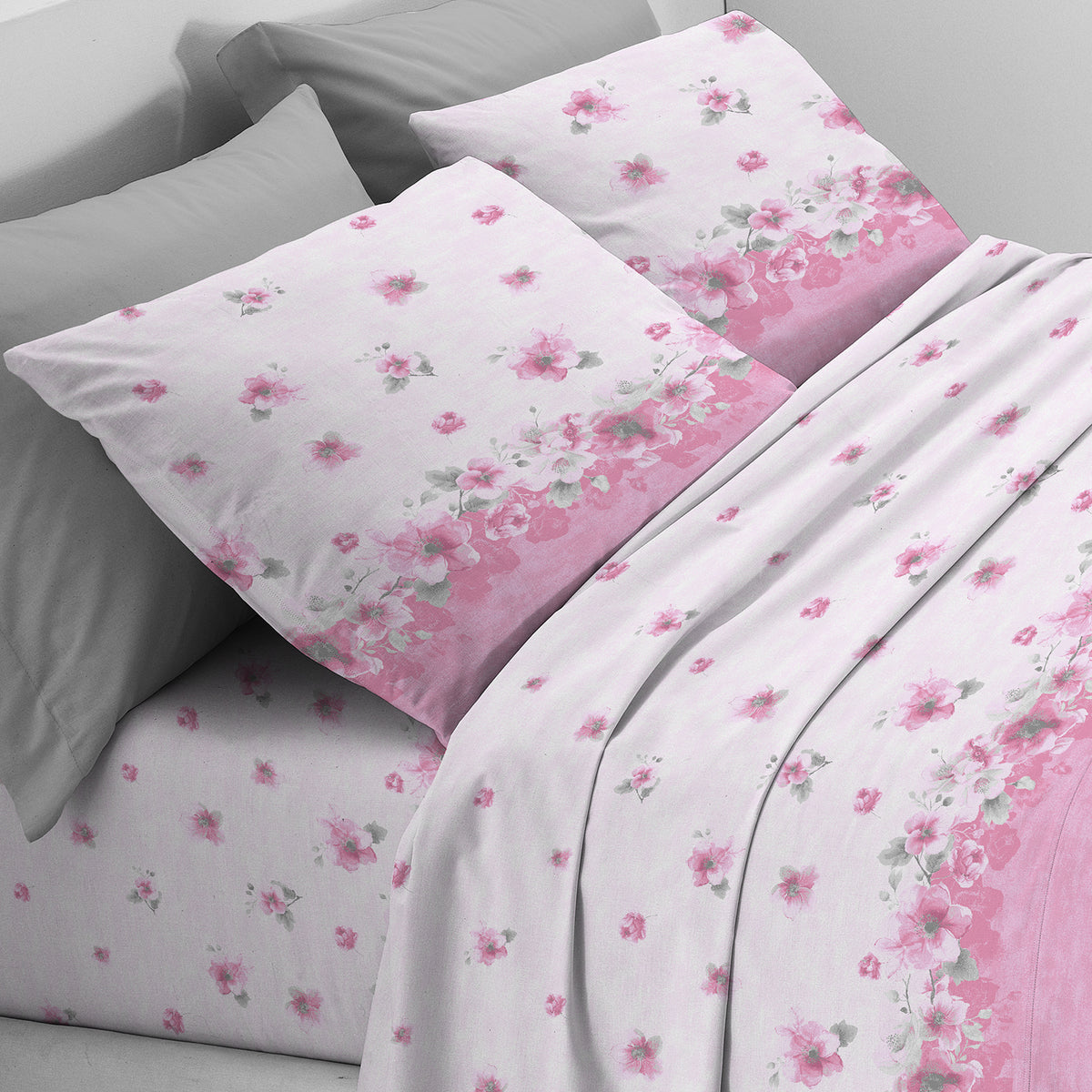 Completo letto floreale cotone Zambaiti switch flowers