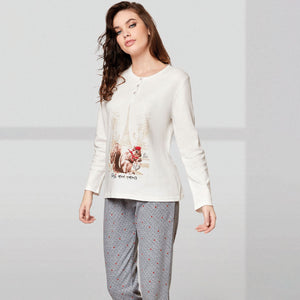 Pigiama donna serafino caldo cotone Infiore SWR1478