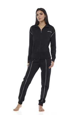 Tuta donna cotone Superga full zip SWS23202 nera