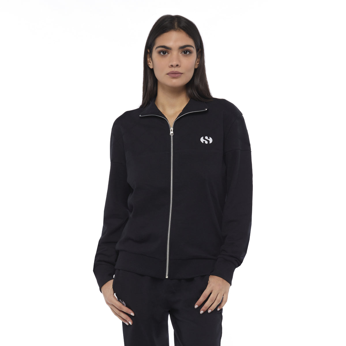 Tuta donna cotone Superga full zip SWS23206 nera