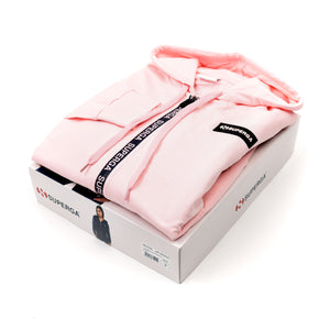 Tuta donna cotone Superga full zip SWS23207 rosa grigio sport tempo libero