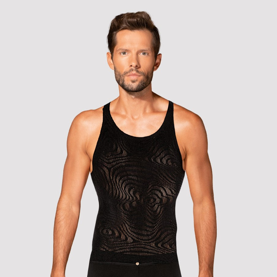 Canotta uomo sexy lavorata semitrasparente Obsessive T103 tank top