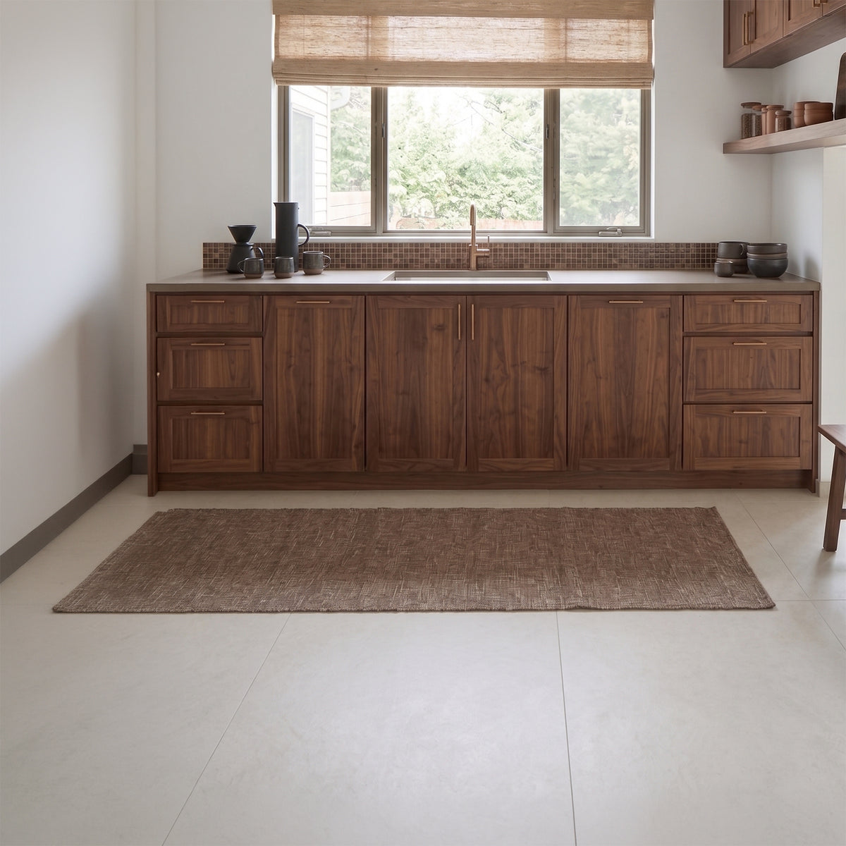 Tappeto fantasia quadratini astratti antiscivolo Zambaiti jacquard