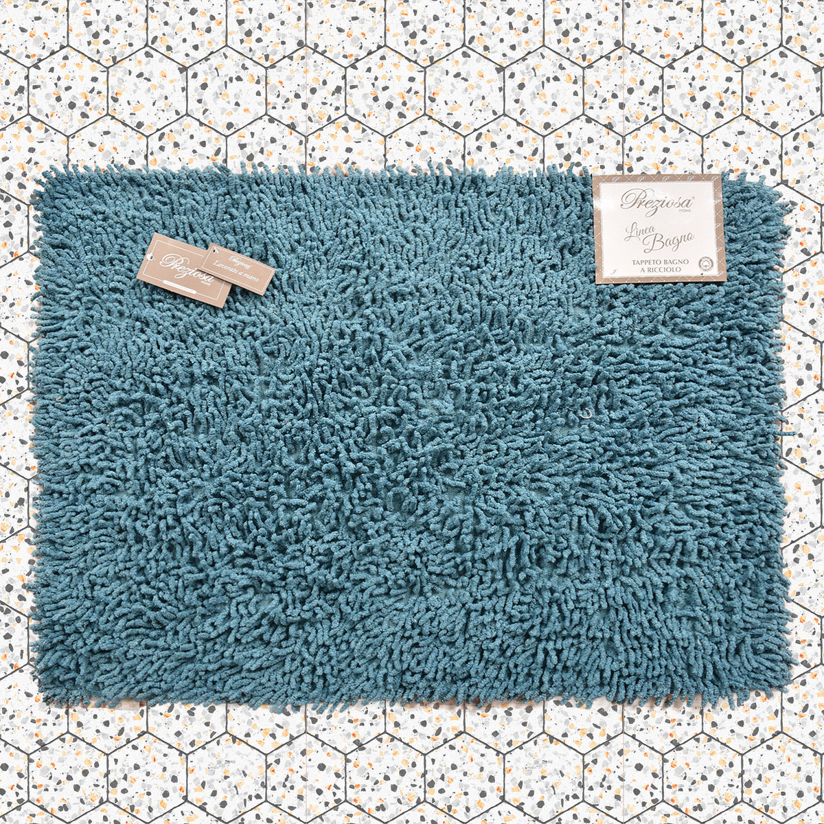 Tappeto bagno 100% cotone naturale Preziosa a pelo lungo tinta unita BAT.0007