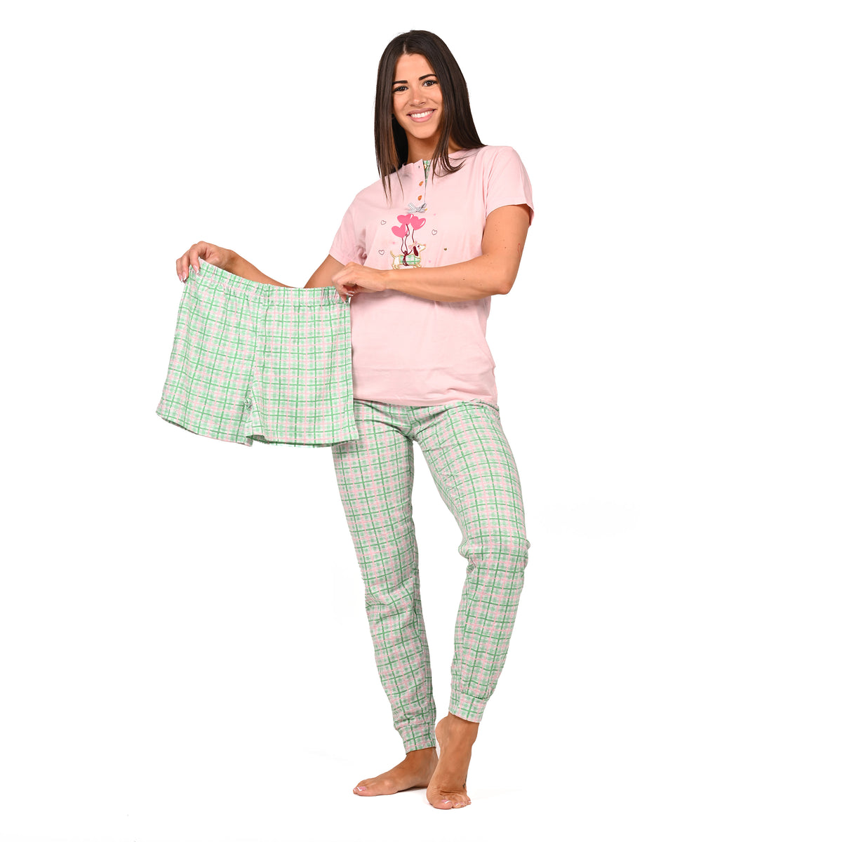 Pigiama donna tris con pantaloncino + pantalone lungo Irge TD54