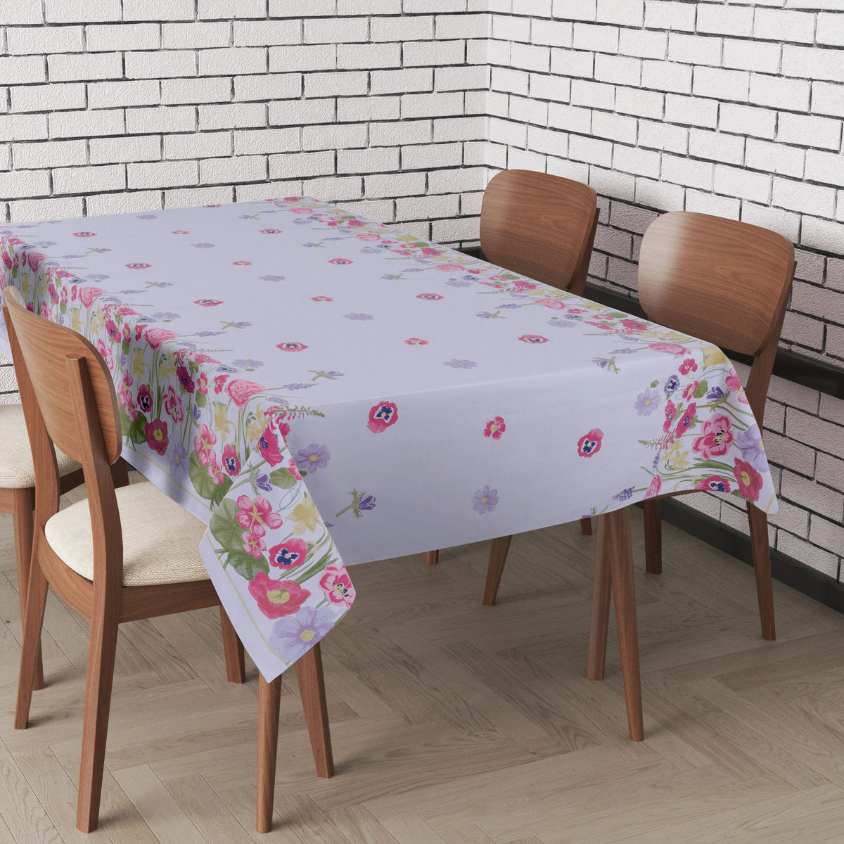 Tovaglia fantasia fiorata grigio Preziosa rasatello Thango 