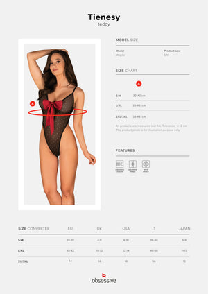 Body perizoma sexy con fiocco rosso Obsessive Tienesy