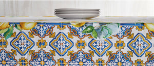 Tovaglia Vingi Tiffany cod.A02 cotone con limoni e decori