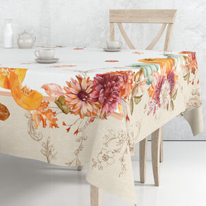 Tovaglia Vingi Tiffany cod. 26 in cotone con zucche e fiori