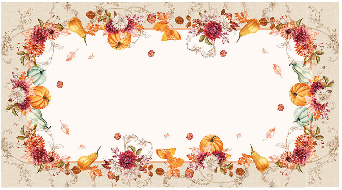 Tovaglia Vingi Tiffany cod. 26 in cotone con zucche e fiori