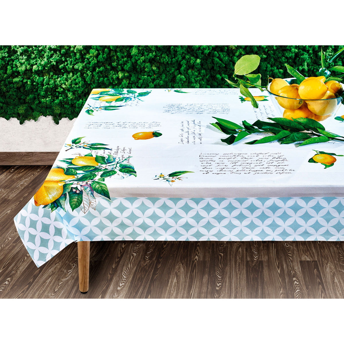 Tovaglia Vingi Tiffany cotone cod.A05 con limoni e frasi