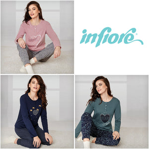 Pigiama donna serafino caldo cotone Infiore TND1490