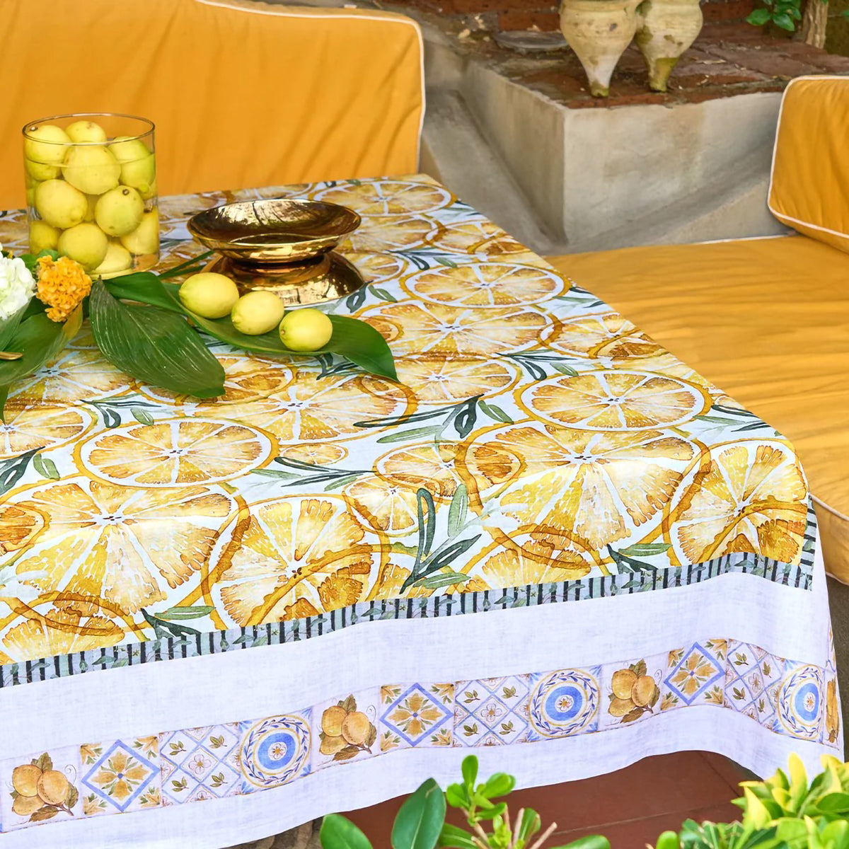 Tovaglia 100% cotone fantasia con limoni Vingi Tiffany Dis 16 