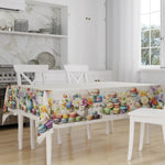 Tovaglia in cotone con fiori e macaron colorati Vingi Tiffany dis. 37