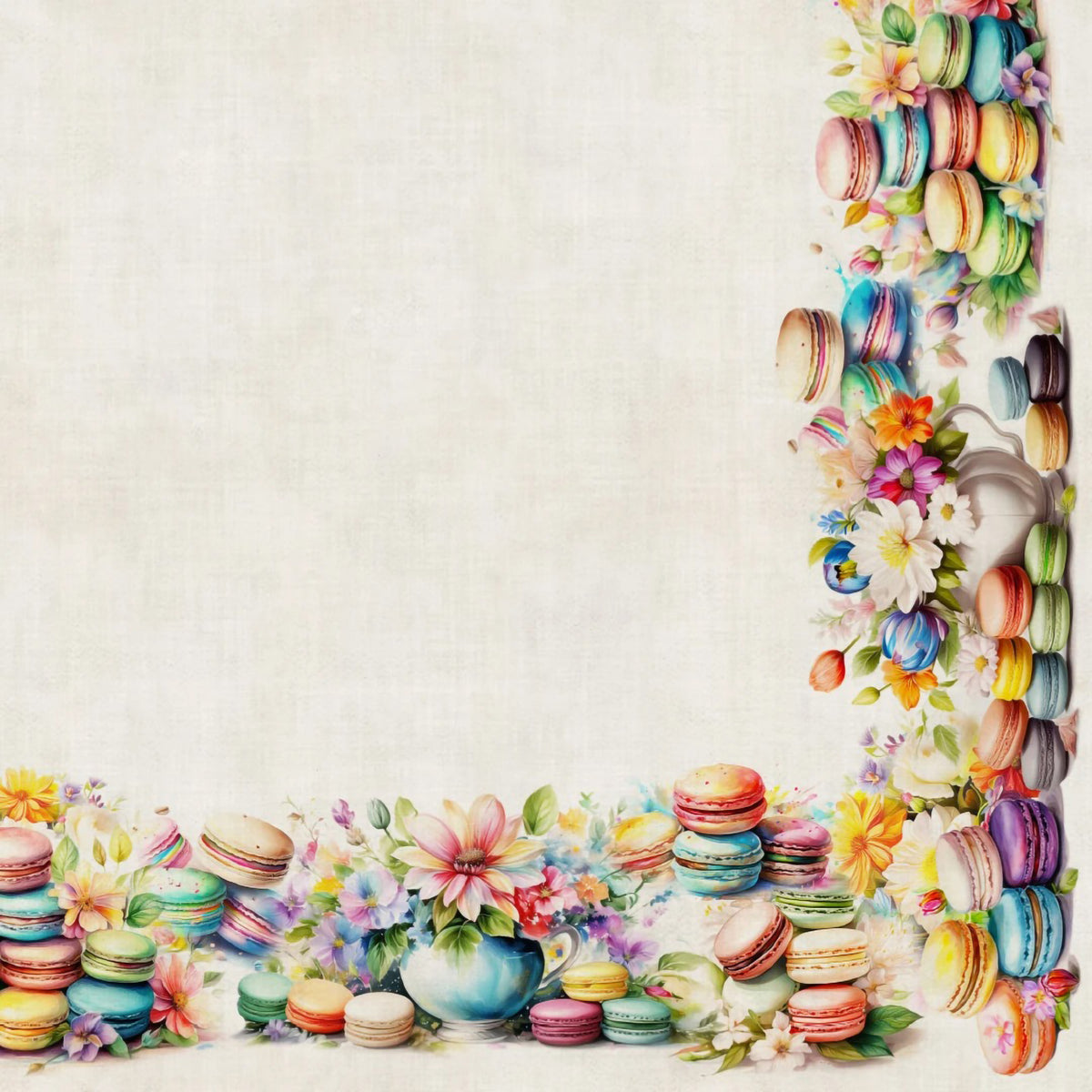 Tovaglia in cotone con fiori e macaron colorati Vingi Tiffany dis. 37