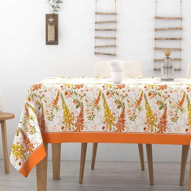 Tovaglia in cotone campanelle margherite Alba Vanilla Irge arancione