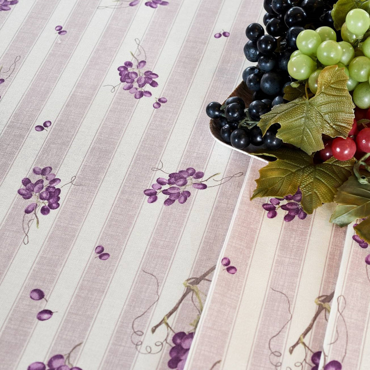 Tovaglia Vingi Armonia cod.A02 Var 2 rigata con uva cotone