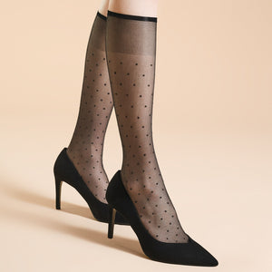 Gambaletto micro pois Fiore Trisha 20 denari nero