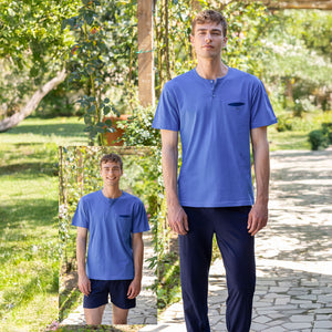Pigiama uomo tris cotone pantalone lungo + pantaloncino Irge TU49