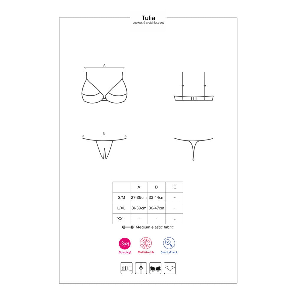 Sexy completino hot Obsessive Tulia Cupless crochless set  