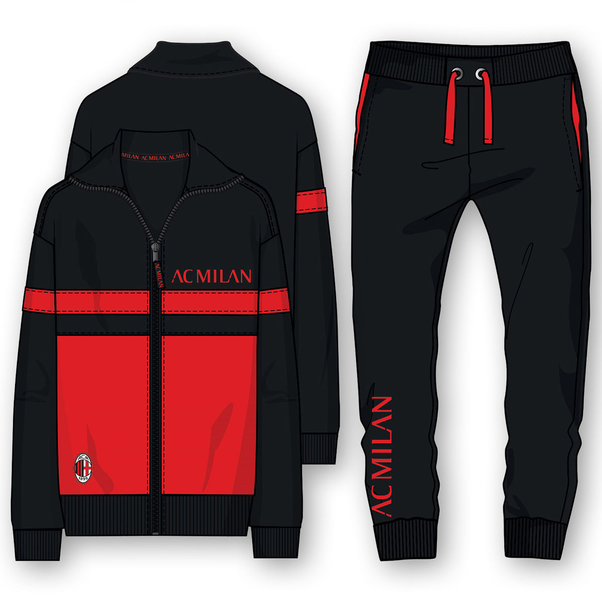 Tuta ufficale AC Milan bambino uomo in  cotone felpato1090
