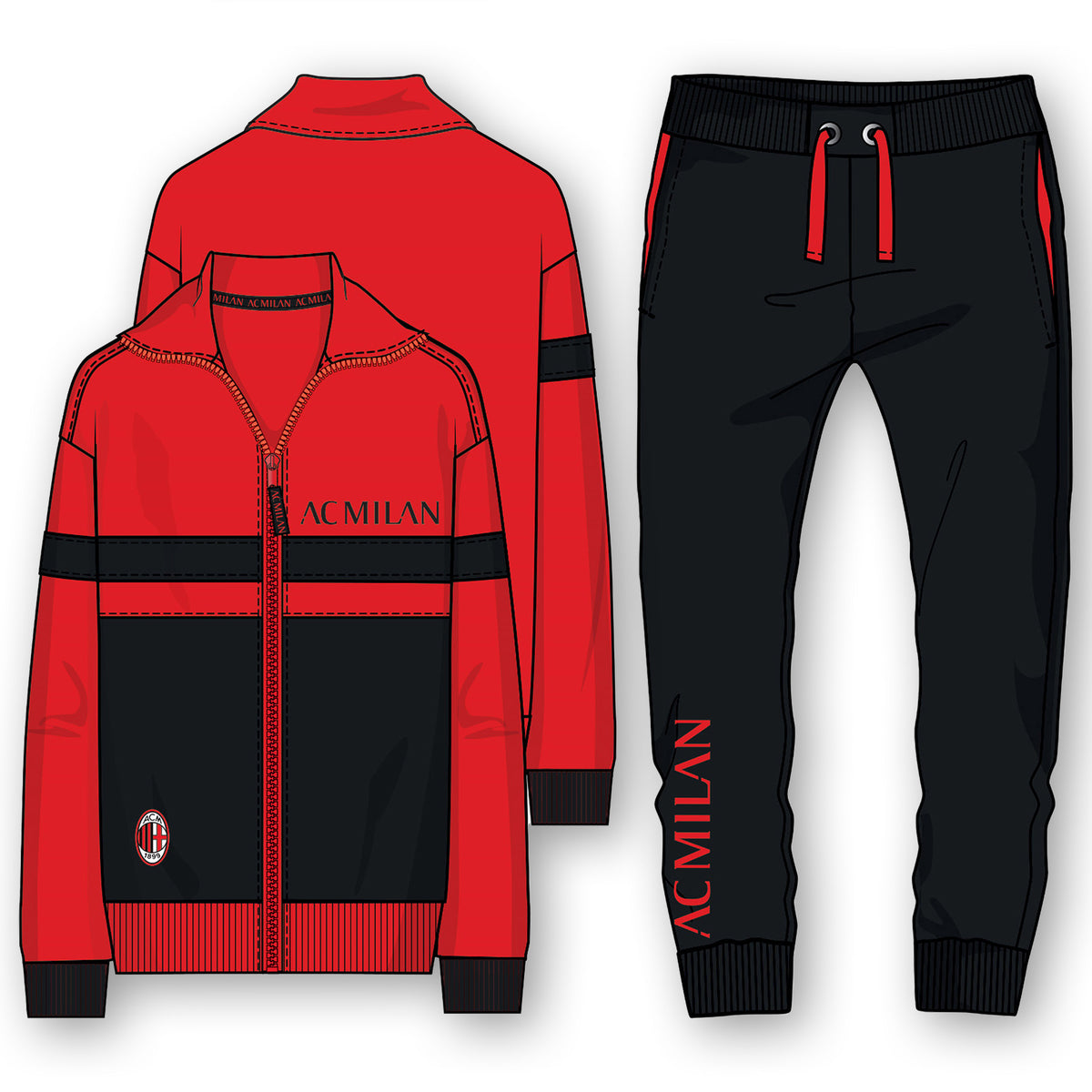 Tuta ufficale AC Milan bambino uomo in  cotone felpato1090
