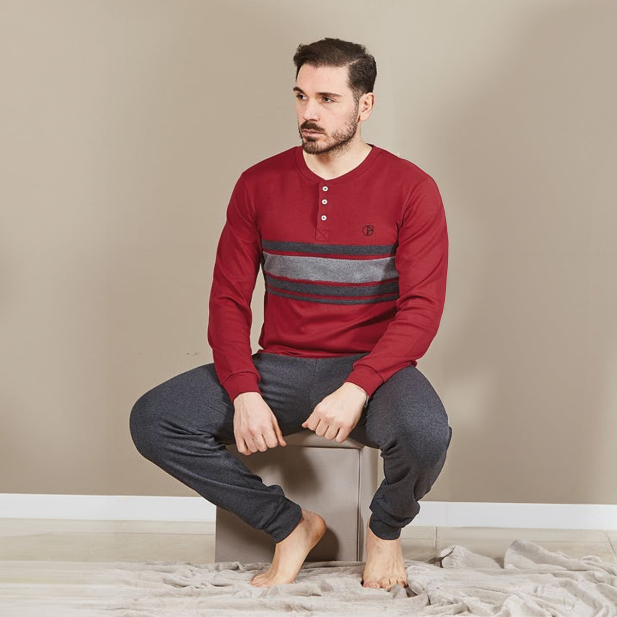 Pigiama uomo interlock con polsini Nazareno Gabrielli U5012