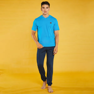 Pigiama tris uomo primaverile 100% cotone pantalone lungo + pantaloncino Nazareno Gabrielli U6002