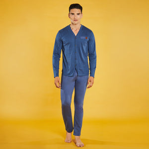 Pigiama Uomo 100% Cotone con Maglia Aperta Nazareno Gabrielli U6028
