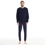 Pigiama uomo caldo cotone blu Ambro 8001