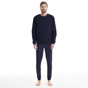 Pigiama uomo caldo cotone blu Ambro 8001