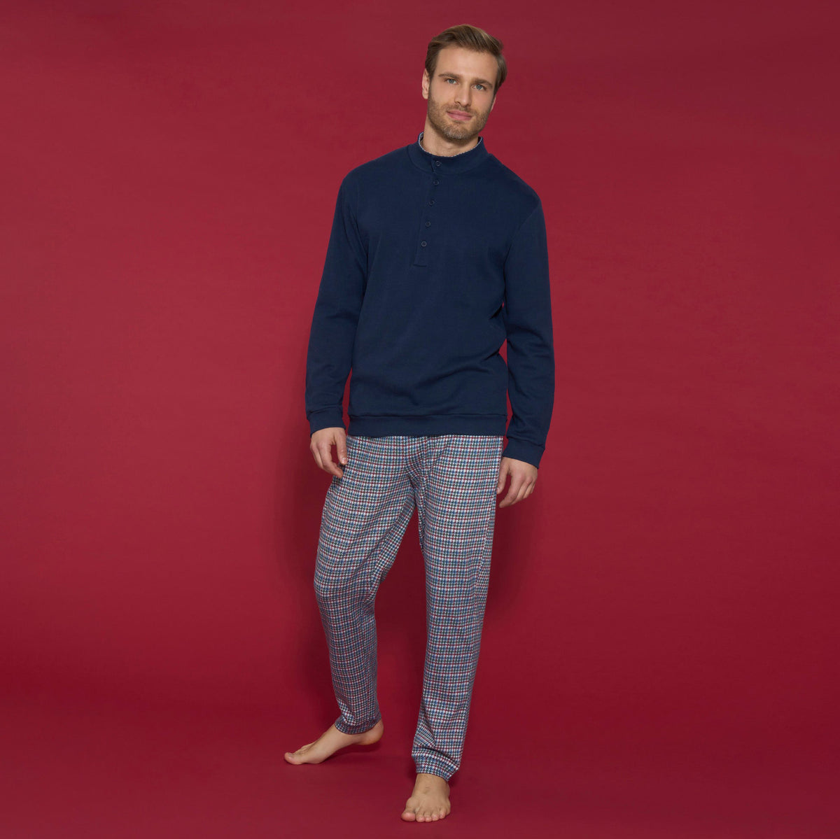 Pigiama uomo 100% caldo cotone a collo alto Ragno U842N0