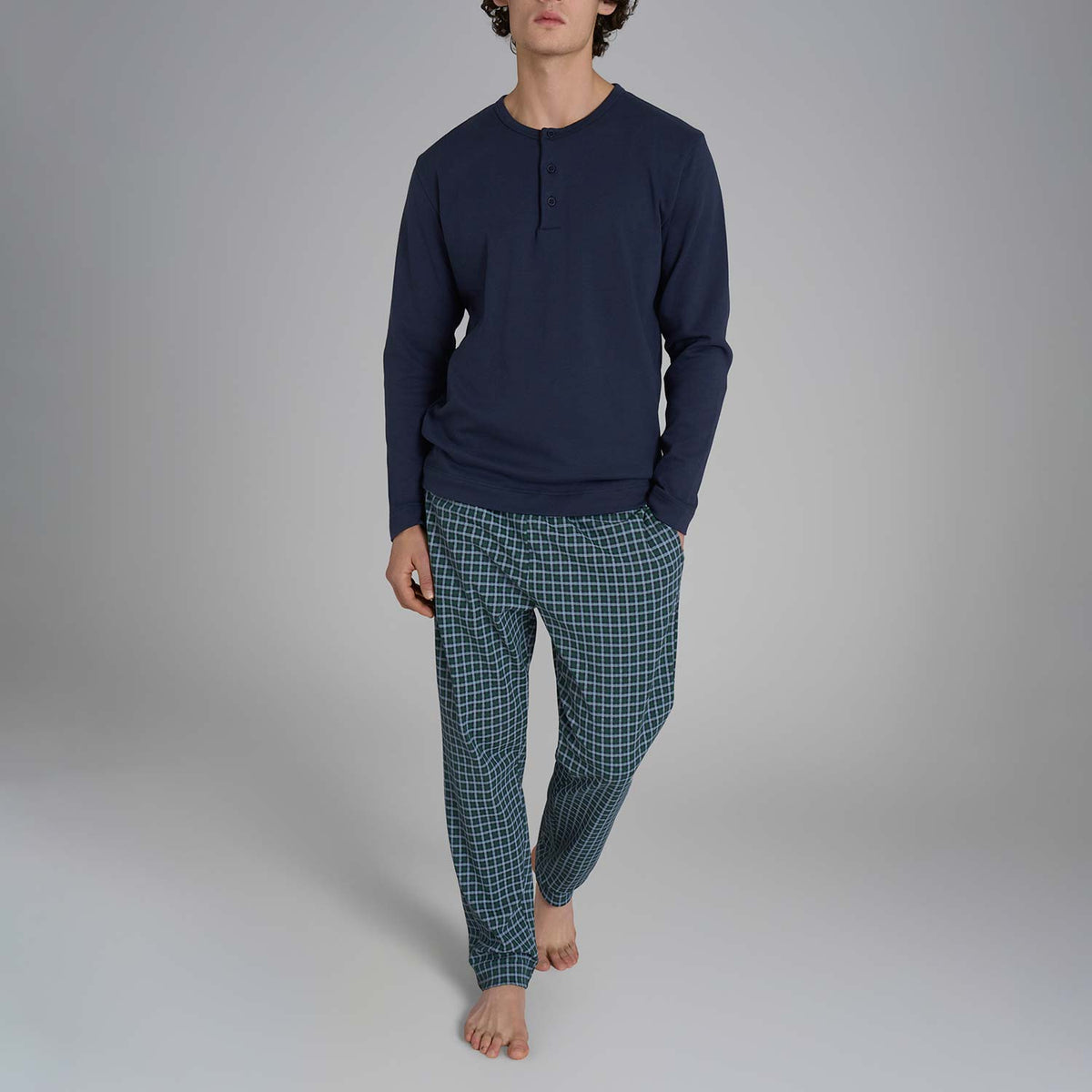 Pigiama uomo a quadri caldo cotone Ragno U960N1