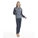 Pigiama donna punto milano Ambro fiori blu D6509.22