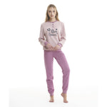 Pigiama donna Ambro cotone felpato rosa D6511.22