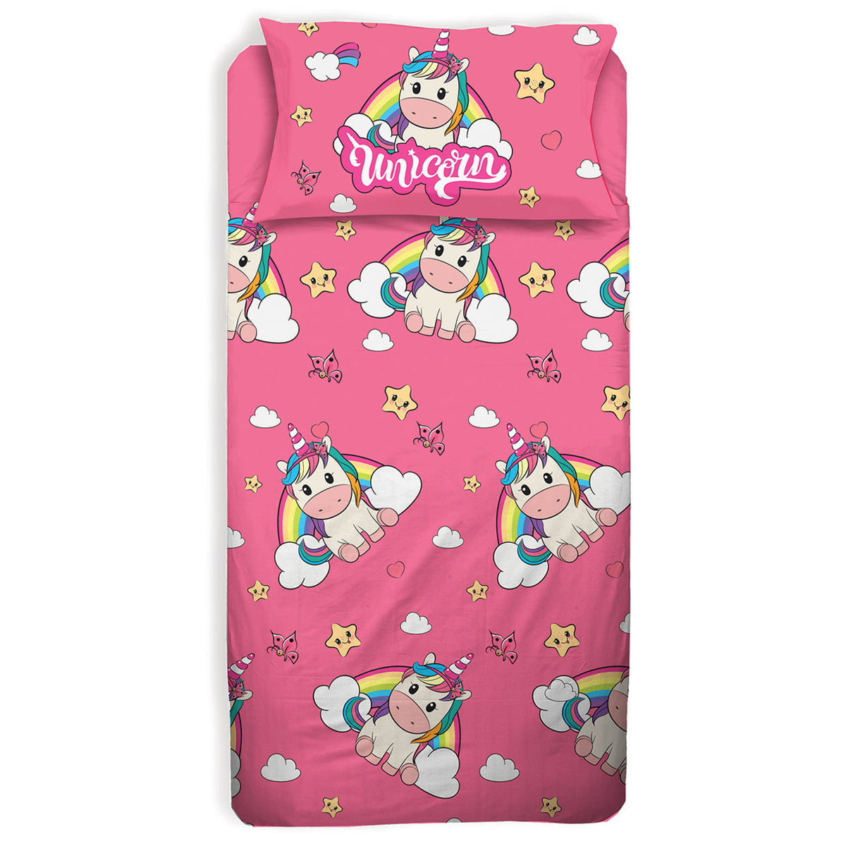 Completo letto unicorni 100% cotone