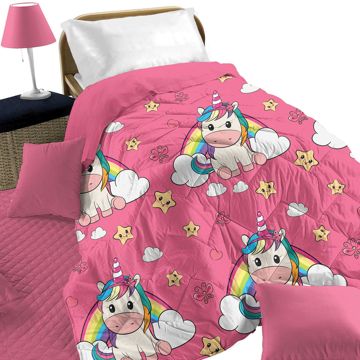 Trapunta letto bimba singolo Unicorno piumone invernale Hermet 