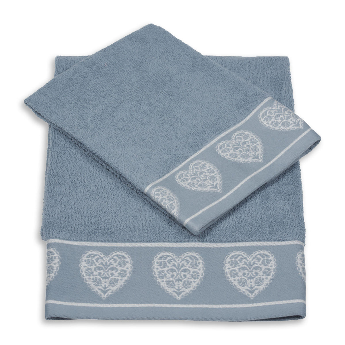 Vingi set asciugamani viso + ospite cotone Valentina azzurro