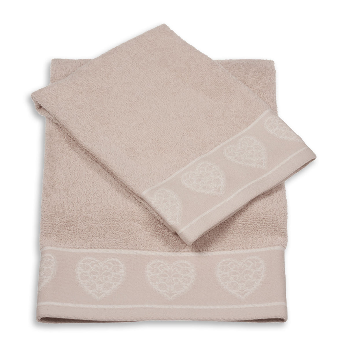 Vingi set asciugamani viso + ospite cotone Valentina beige
