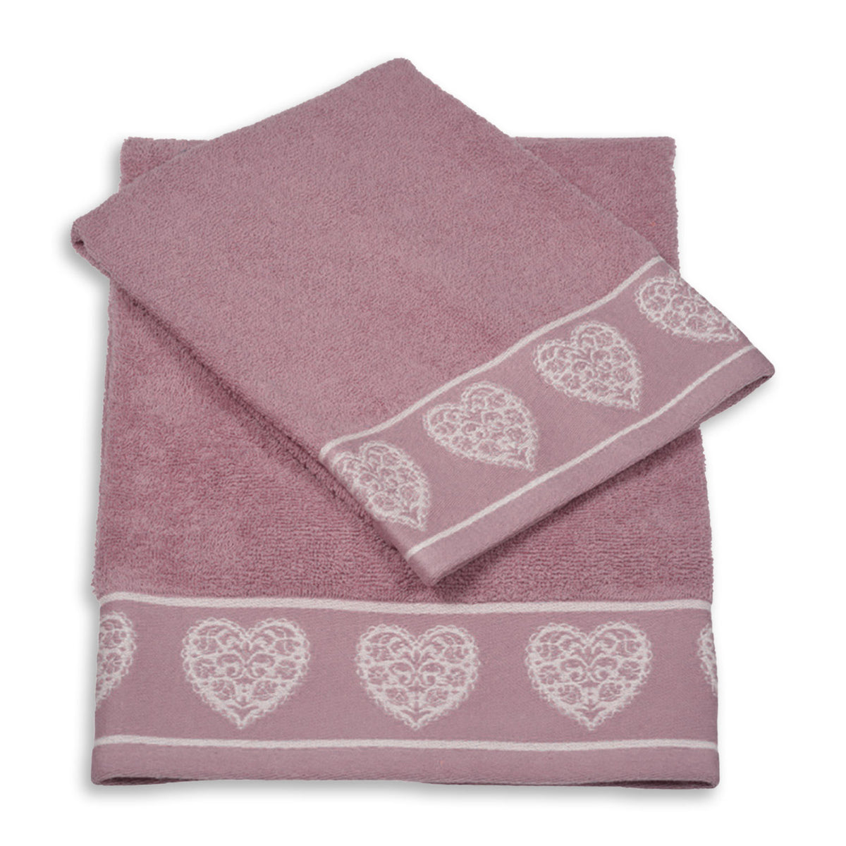 Vingi set asciugamani viso + ospite cotone Valentina rosa