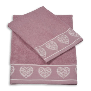 Vingi set asciugamani viso + ospite cotone Valentina rosa