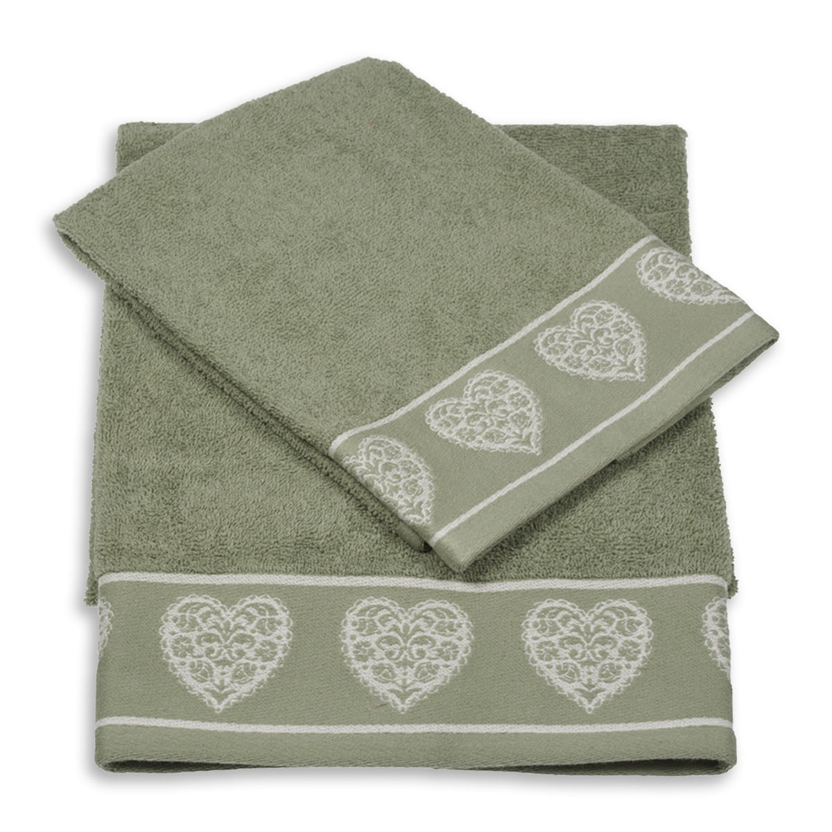 Vingi set asciugamani viso + ospite cotone Valentina verde