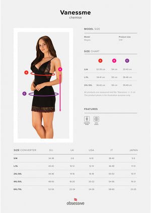 Sottoveste + perizoma Vanessme Obsessive pizzo sexy