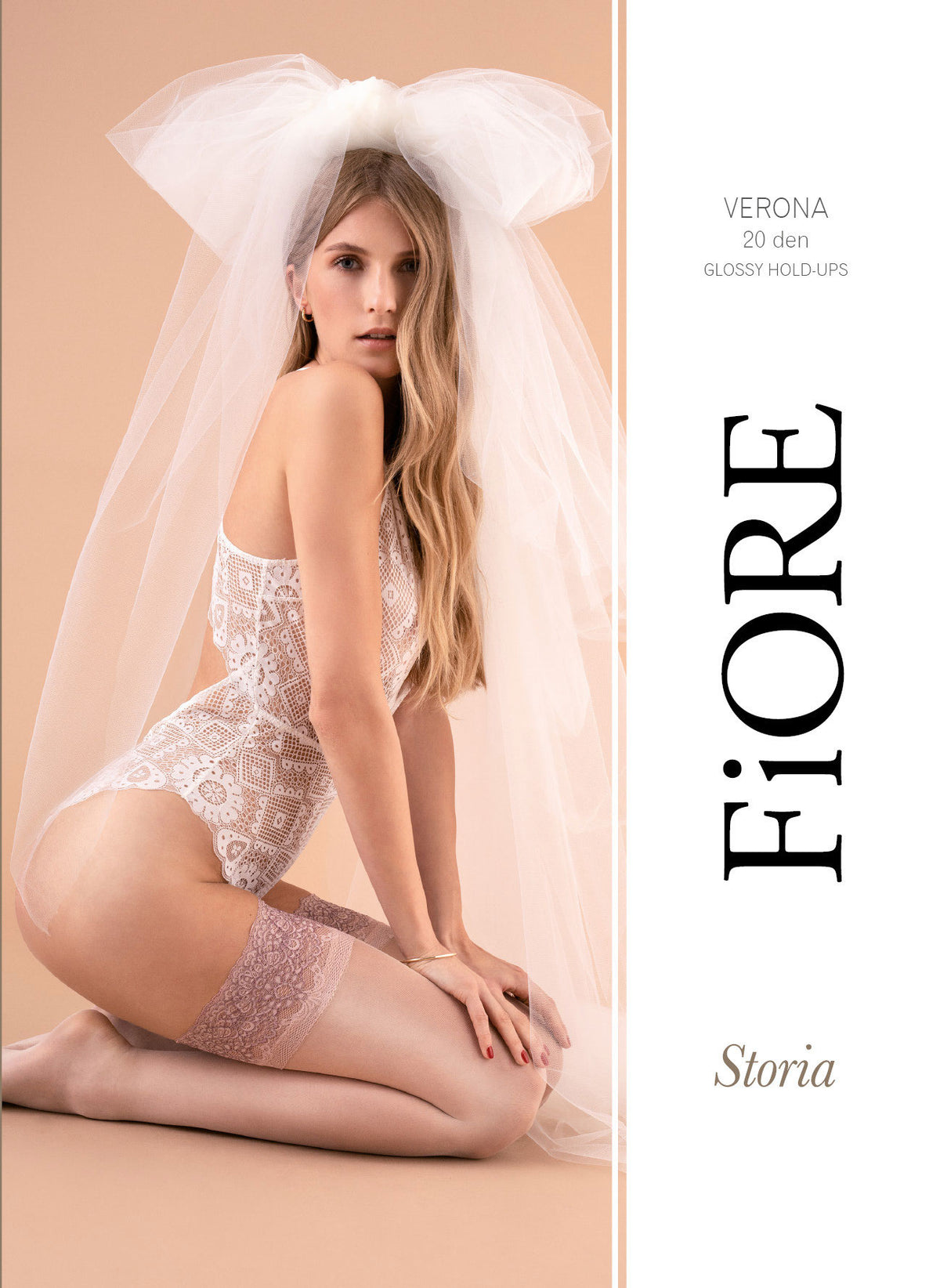 Autoreggenti sposa nude rosè Fiore Verona 20 den