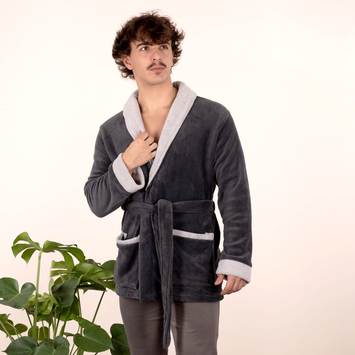 Vestaglia uomo invernale Cippi 4870 caldissimo pile coral grigio piombo
